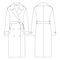 Template women double breasted trench coat vector illustration flat design outline clothing collection outerwear