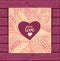 Template with Zen-doodle style pattern and heart frame beige lilac