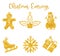 Templates of Christmas earrings made of golden foil