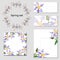 Templates for corporate identity, floral bookmarks and business cards. Purple flowers of aquilegia. For modern design, advertising