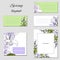 Templates for text and for corporate identity, floral bookmarks and business cards. Violet flowers on a white background. For