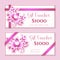 Templates of vouchers with pink floral ornament