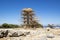 Temple of Apollo in reconstruction surrounded with scaffolding, Acropolis of Rhodes