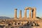 Temple of Apollo ruins in Ancient Corinth, Greece. Details of columns, pillars, doric architecture.