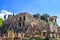 Temple of Castor and Pollux and Palantine hill. The Ruins of Ro