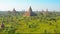 The temple complex of Bagan at sunset. Burma