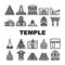 Temple Construction Collection Icons Set Vector black