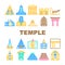 Temple Construction Collection Icons Set Vector color