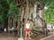 Temple covered with Banyan Tree roots at Wat Bang Kung temple, Samut Songkhram