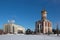 Temple of Dmitry Donskoy and central entrance Uralvagonzavod. Nizhny Tagil. Sverdlovsk region.