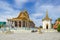 Temple of the Emerald Buddha and the Library in a compound of the Silver Pagoda inside the Royal Palace