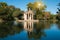 Temple of Esculapio at sunrise located at the beautiful garden of Villa Borghese, Rome