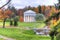 Temple of friendship in golden fall in Pavlovsky park, Pavlovsk, Saint Petersburg, Russia