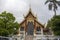 Temple guardians and hall, Wat Pan Ping, Chiang Mai, Thailand