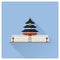 Temple of Heaven, China, flat design long shadow icon
