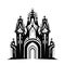 Temple Icon Isolated, Church Silhouette, Futuristic Castle, Architecture Minimal Design, Castle Building