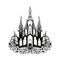 Temple Icon Isolated, Church Silhouette, Futuristic Castle, Architecture Minimal Design, Castle Building