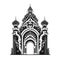 Temple Icon Isolated, Church Silhouette, Futuristic Castle, Architecture Minimal Design, Castle Building