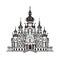 Temple Icon Isolated, Church Silhouette, Futuristic Castle, Architecture Minimal Design, Castle Building