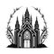 Temple Icon Isolated, Church Silhouette, Futuristic Castle, Architecture Minimal Design, Castle Building