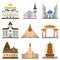 Temple icons set, flat style