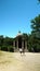 Temple in the Park of the Monsters of Bomarzo. Natural park adorned with basalt sculptures dating back to the 16th century and dep