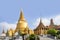 Temple Phra Sri Ratana Chedi covered with foil gold in the inner