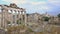 Temple of Saturn at the Roman Forum in Rome. The ruins of ancient Rome. The ruins of the Roman Forum