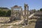 Temple of Saturn and Temple of Vespasian at Roman Forum seen from the Capitol, ancient Roman ruins, Rome, Italy, Europe