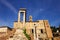 Temple of Saturn and Temple of Vespasian and Titus standing in front of the Tabularium building in the Roman Forum