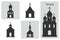 Temple. Set of vector icons. Outline of Christian cathedral
