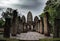 Temple of three spires pagodas in Sukhothai