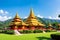 Temple, two golden pagoda or stupa (Wat Phra That Doi Tung) Mae Sai, Chiang Rai, Thailand, They are public