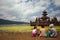 Temple Ulun Danau on Bratan Lake in Bali.