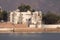 Temples, buildings and ghats at the holy Pushkar Lake, India