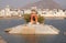 Temples, buildings and ghats at the holy Pushkar Lake, India