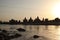 Temples of orchha perfectly captured with reflection in water and rays of the setting sun