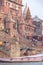 Temples and palaces on the ghats at Ganges river, Varanasi