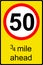 Temporary speed limit ahead sign