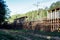 Temporary wooden railway station. The platform is made of wooden planks while the station is being repaired