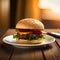 Tempting Cheeseburger with Beef Patty on Plate