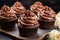 Tempting Chocolate Cupcakes with Frosting. Generative By Ai