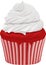 Tempting Strawberry Cream Cupcake: Whimsical and Minimalist Illustration of a Scrumptious Delight