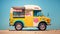 Tempting Treats Ice Cream Truck Menu Board on National Banana Split Day.AI Generated