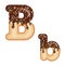 Tempting typography. Font design. 3D donut letter B glazed with chocolate cream and candy