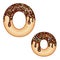 Tempting typography. Font design. 3D donut letter O glazed with chocolate cream and candy