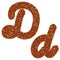 Tempting typography. Font design. 3D letter D of the Chocolate cream and candy