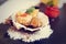 Tempura fried oyster in shell, toned image