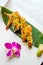 Tempura Fried Shrimp Sushi With Orchid Flower