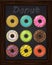 Ten beautiful colorful donuts with glaze